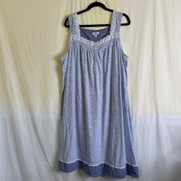 Celestial Dreams Nightgown & Robe Women's Sz 2X/3X Blue & White Floral & Checked - Picture 3 of 12